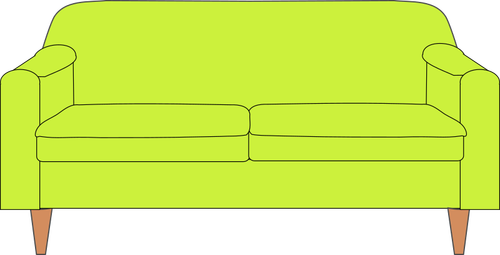 緑の色のソファー