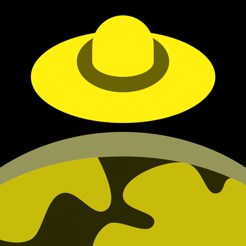 UFO über Planet-Symbol-Vektor-Bild