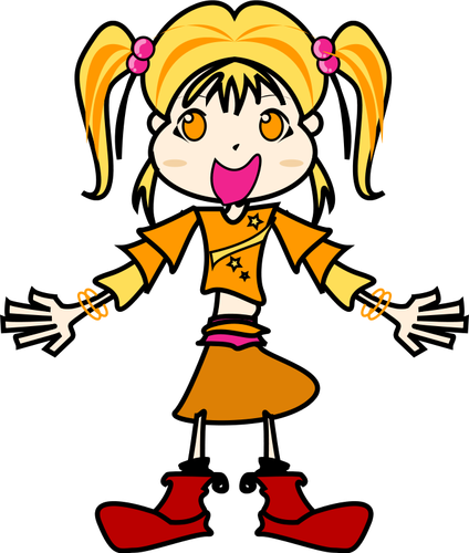 Yellow girl vector drawing