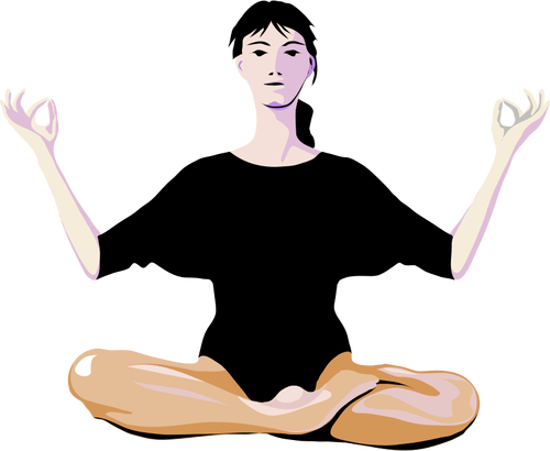 Векторный рисунок леди практикующих йогу