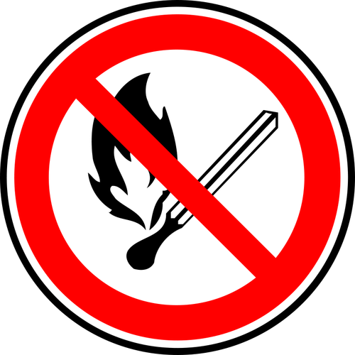 Открытого огня запрещено знак вектора