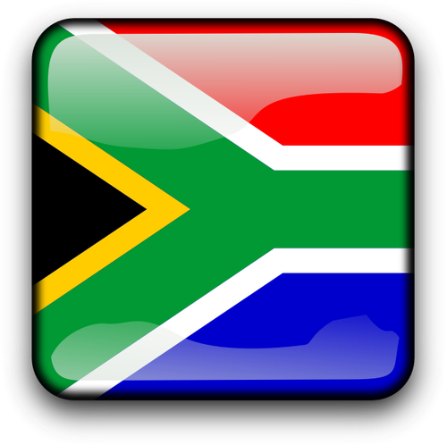 Vektor-Bild quadratisch glänzend südafrikanische Flagge