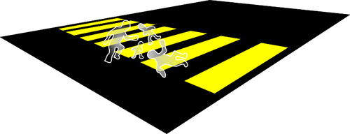Ilustração de família atingida por carro em um cruzamento de zebra