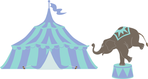 Vektor seni klip tenda sirkus dengan gajah