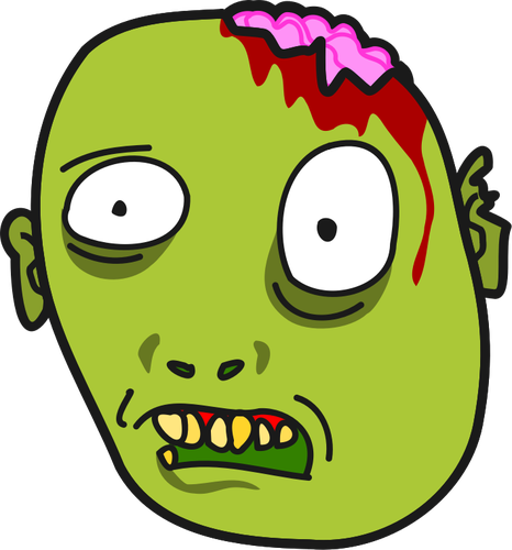 Vector image of zombie with bleeding brain