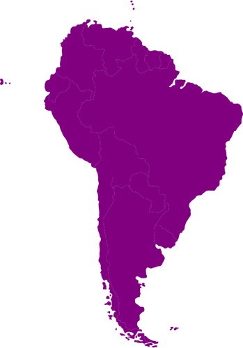 Mapa wektor kontynentu Ameryki Południowej