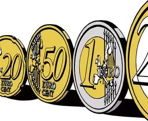 Euro cent og hele mynter bildet