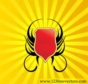 Red shield on yellow background