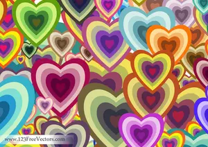 Colorful heart shapes