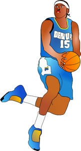 Basketteur afro-américain sur le point de marquer l'image vectorielle
