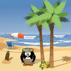 Pingvin på sommaren semester vektor illustration