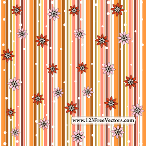 Seamless Striped Pattern with Flowers