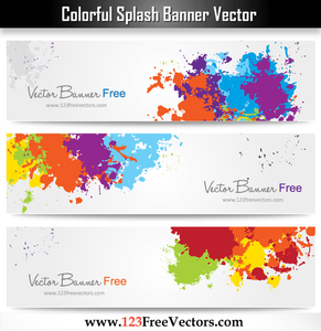 Colorful Banners With Paint Splash