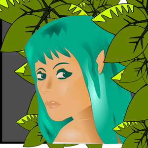 Vector graphics of woman in leaves
