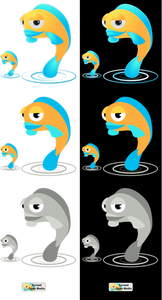 Cartoon fish characters vector clip art