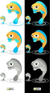 Cartoon fish characters vector clip art