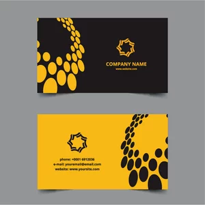 Visittkort med svart og gult