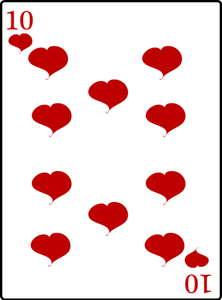 Diez de corazones cartas vectoriales Prediseñadas