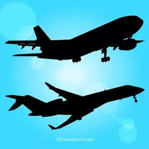 Silhuetas de aviões de passageiros