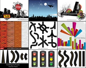 City Skylines and Roads Vector Pack