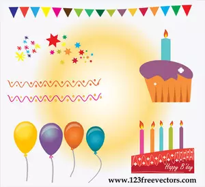 Geburtstagstorte und Luftballons