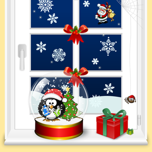 Boże Narodzenie okno domu sceny grafiki wektorowej