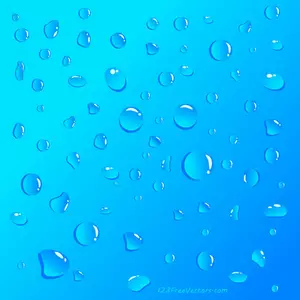 Gouttes d’eau sur fond bleu