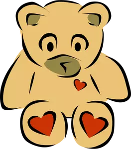 Urso de peluche com corações vector clipart