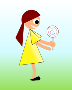 Girl with lollipop vector drawing
