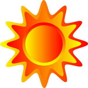 Kırmızı, turuncu ve sarı güneş çizim vektör