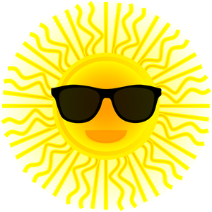 Sole con disegno vettoriale di occhiali da sole