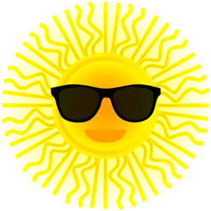 Sole con disegno vettoriale di occhiali da sole