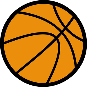 Vector de pelota de baloncesto dibujo con borde grueso