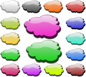 Reeks van glanzende kleurrijke spraak bubbels vector graphics