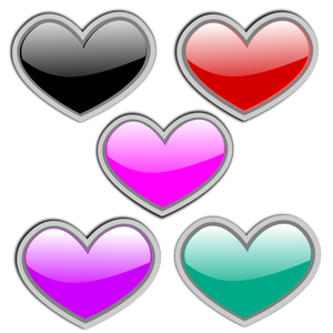 Farbe Glas-Herzen-Vektor-Bild
