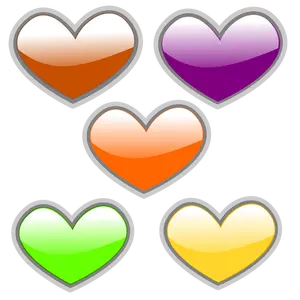 Color glossy hearts vector image