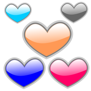 Selección de corazones brillantes de color vector