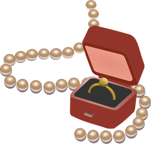 Cutie de bijuterii şi perle vector imagine