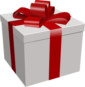 Imagine vectorială de cutie de cadouri alb cu panglica roşie