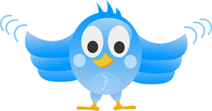 Tweeting fågel med vingar spridas brett ritning