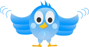 Tweeting fågel med vingar spridas brett ritning