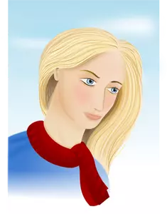 Vektorové grafiky skica ženy s červeným šátkem