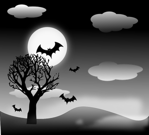 Immagine vettoriale paesaggio di Halloween scura