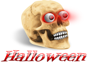Scary skull with red eyes vector image