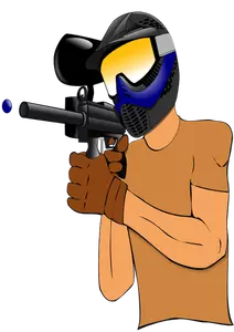 A paintball player vector drawing