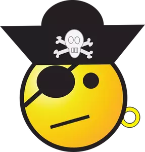 Clipart vetorial de smiley de pirata com um chapéu