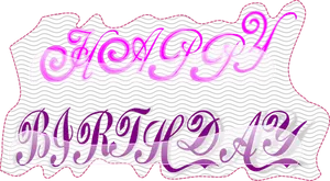 Dibujo vectorial de la insignia de púrpura feliz cumpleaños