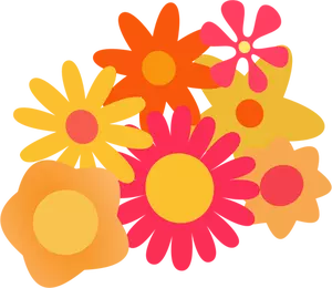 Vector illustration of different flowers cluster