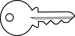 Vektor ClipArt för disposition av enkel dörr av metall nyckel