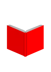 Öppen bok med röd pärm